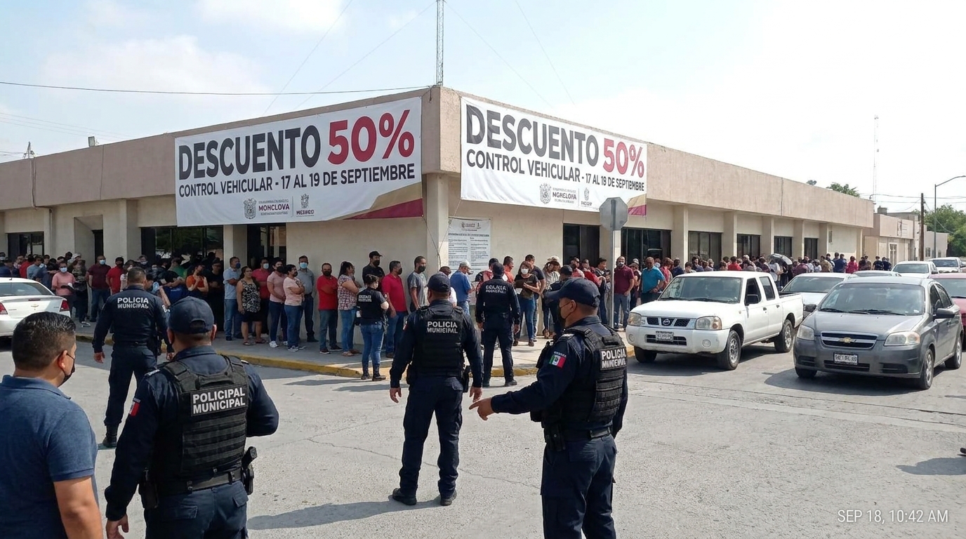 Coahuila anuncia tres días de descuento del 50 por ciento en control vehicular